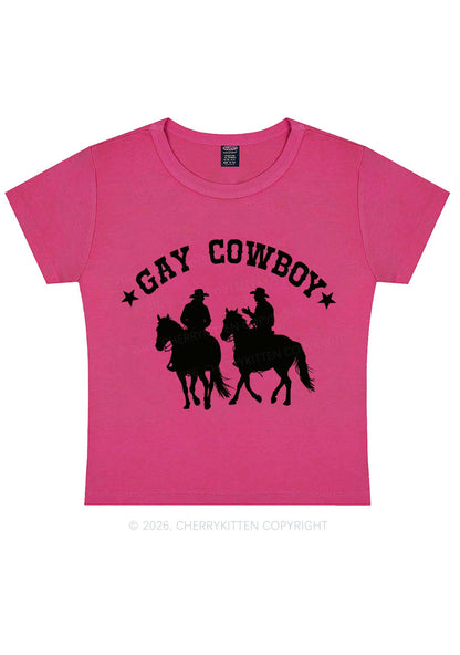 Gay Cowboy Pride Y2K Baby Tee Cherrykitten
