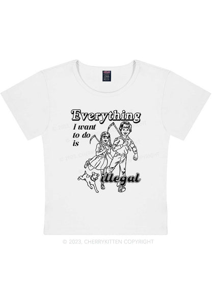 Curvy Everything Is Illegal Y2K Baby Tee Cherrykitten