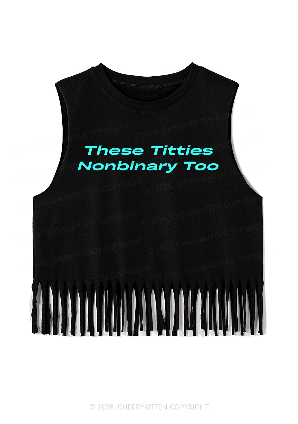 Txtties Nonbinary Too Pride Y2K Fringe Tank Top Cherrykitten