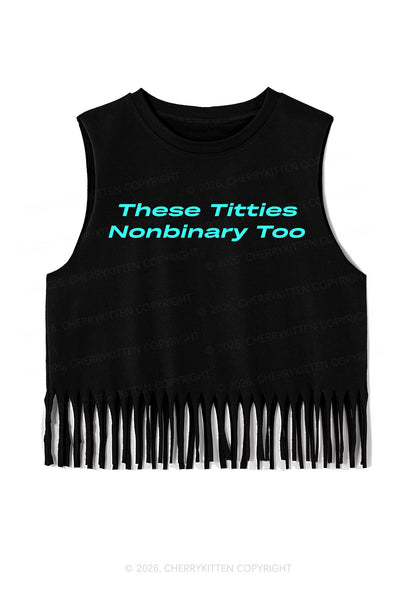 Txtties Nonbinary Too Pride Y2K Fringe Tank Top Cherrykitten