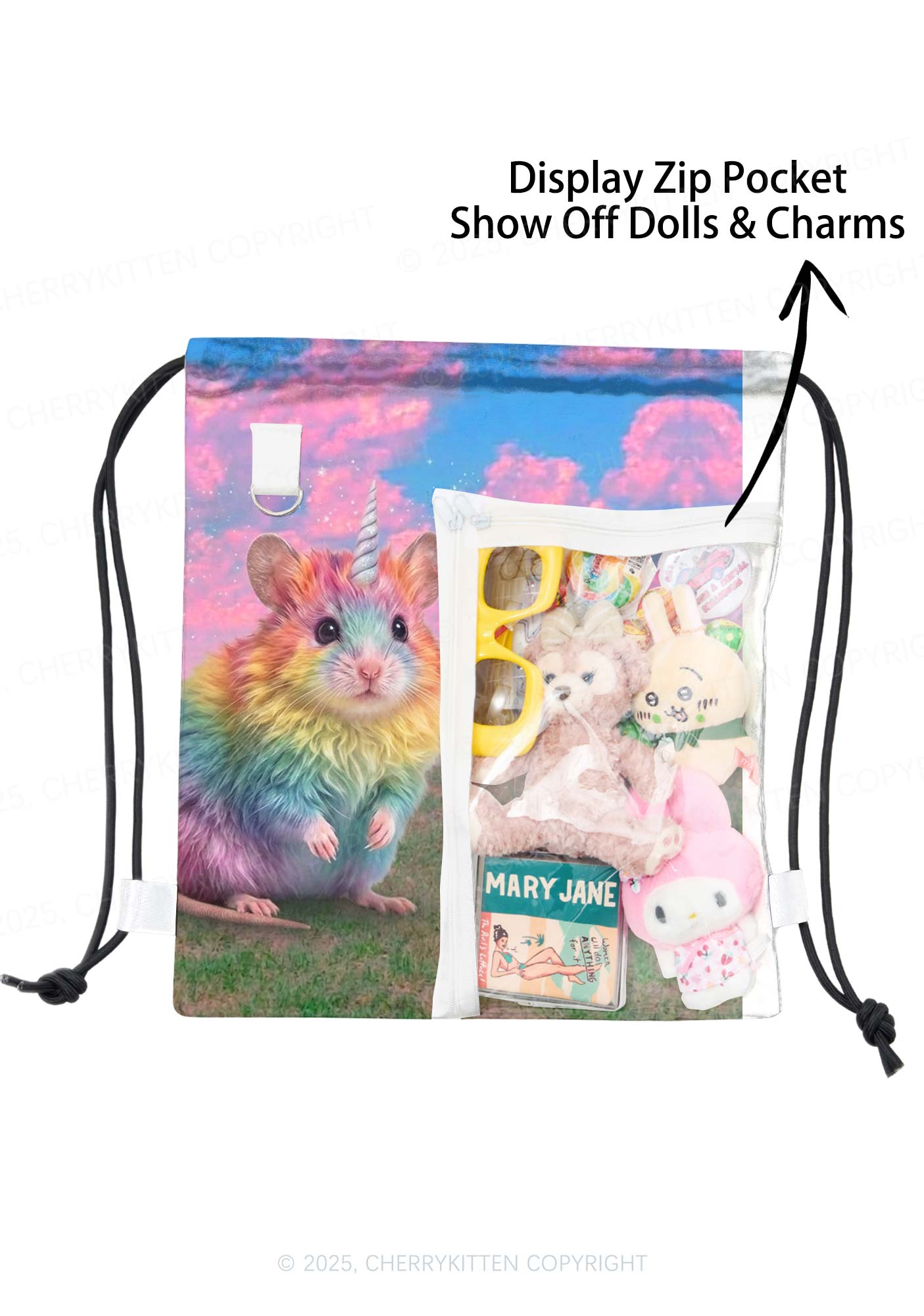 Unicorn Rat Pride Y2K Drawstring Itabag Backpack Cherrykitten
