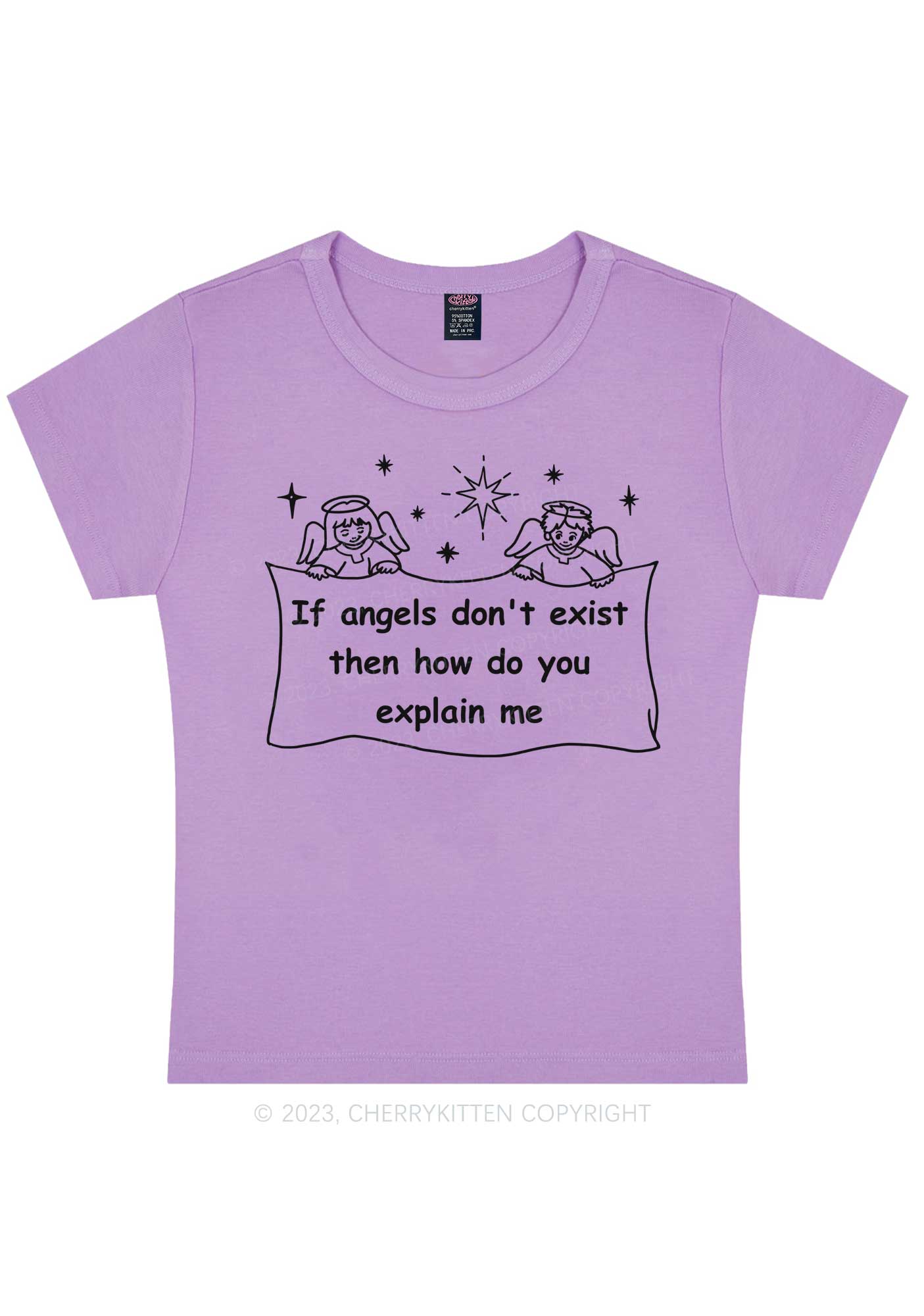 Angels Don't Exist Y2K Baby Tee Cherrykitten