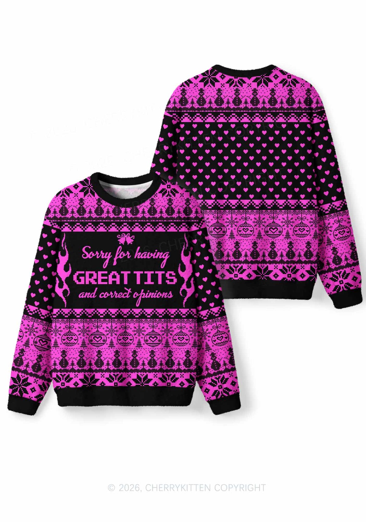 Sorry For Having Correct Opinions Y2K Christmas Knit Sweatshirt Cherrykitten