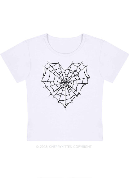 Halloween Heart Shaped Spider Web Baby Tee Cherrykitten