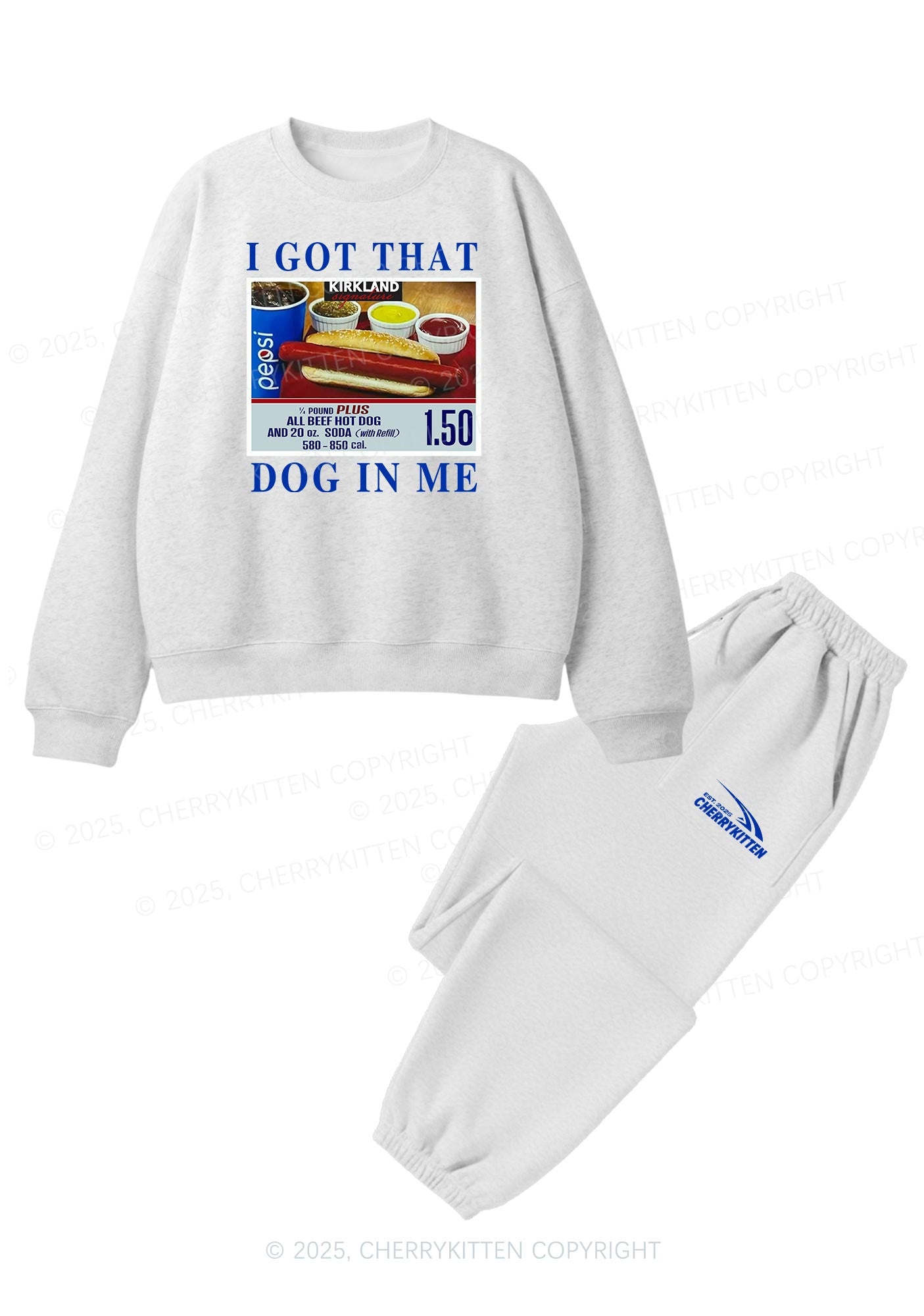 I Got That Hot Dog In Me Y2K Fleece Sweatshirts Set Cherrykitten