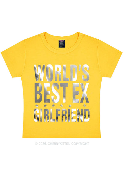 Best Ex Girlfriend Silver Foil Printed Y2K Baby Tee Cherrykitten