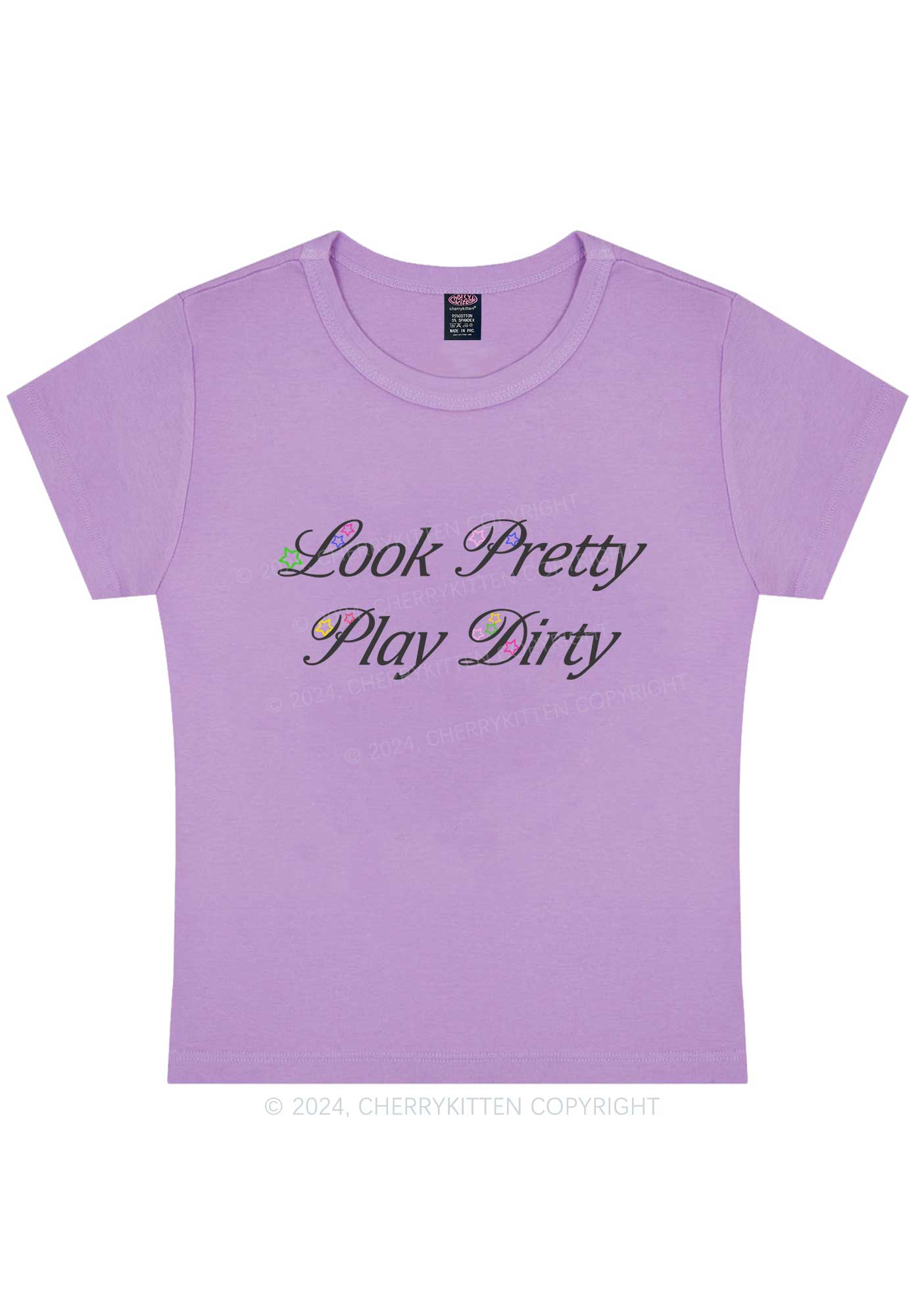 Curvy Look Pretty Play Dirty Y2K Baby Tee Cherrykitten