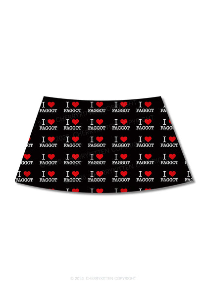 I Love Faggot Valentine's Day Y2K Print Mini Skirt Cherrykitten