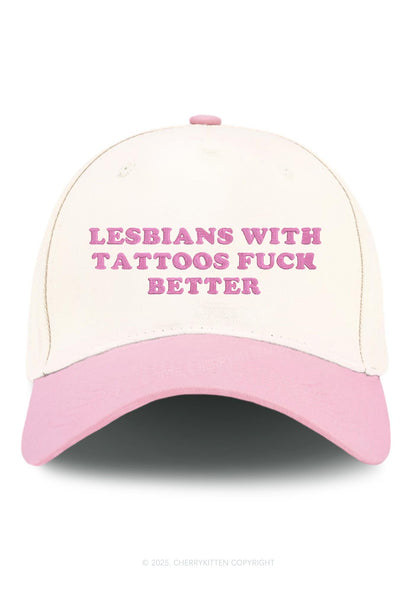 Embroidered Lesbians With Tattoos Pride Y2K Color Block Baseball Cap Cherrykitten
