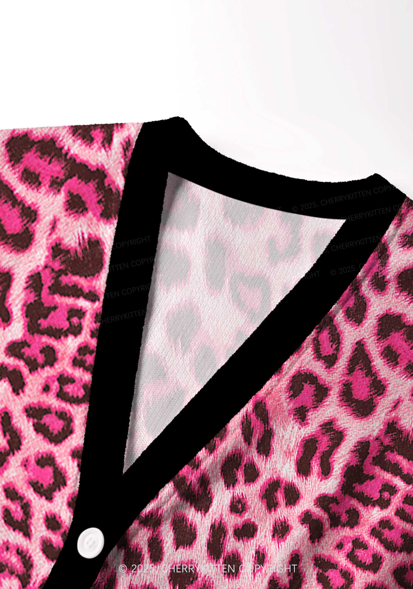 Pink Leopard Y2K Christmas Cardigan Knit Sweatshirt Cherrykitten