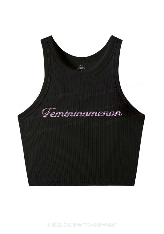 Rhinestone Femininomenon Pride Y2K Crop Tank Top Cherrykitten