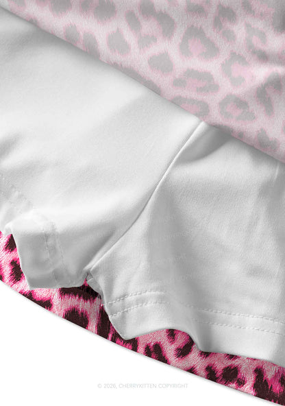 Pink Leopard Faggot Pride Y2K Print Mini Skirt Cherrykitten