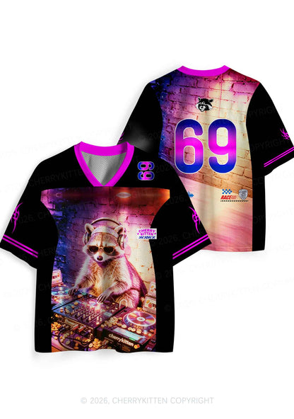 Club DJ Raccoon Y2K Sport Jersey Shirts Cherrykitten