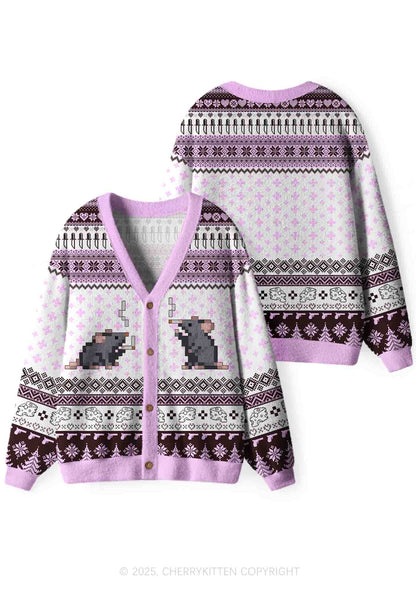 Smoking Rats Y2K Christmas Cardigan Knit Sweatshirt Cherrykitten