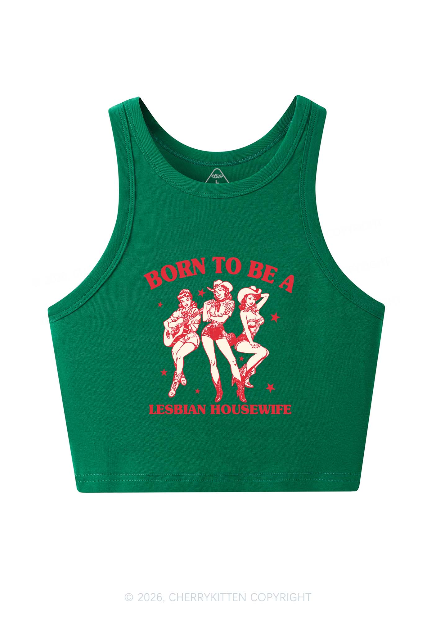 Born To Be Lesbian Housewife Pride Y2K Crop Tank Top Cherrykitten