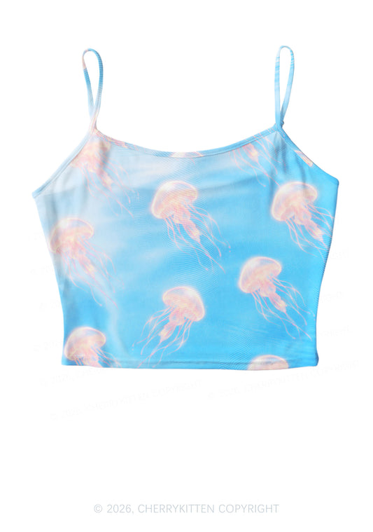 Pink Jellyfish Underwater Y2K Mesh Cami Tank Cherrykitten