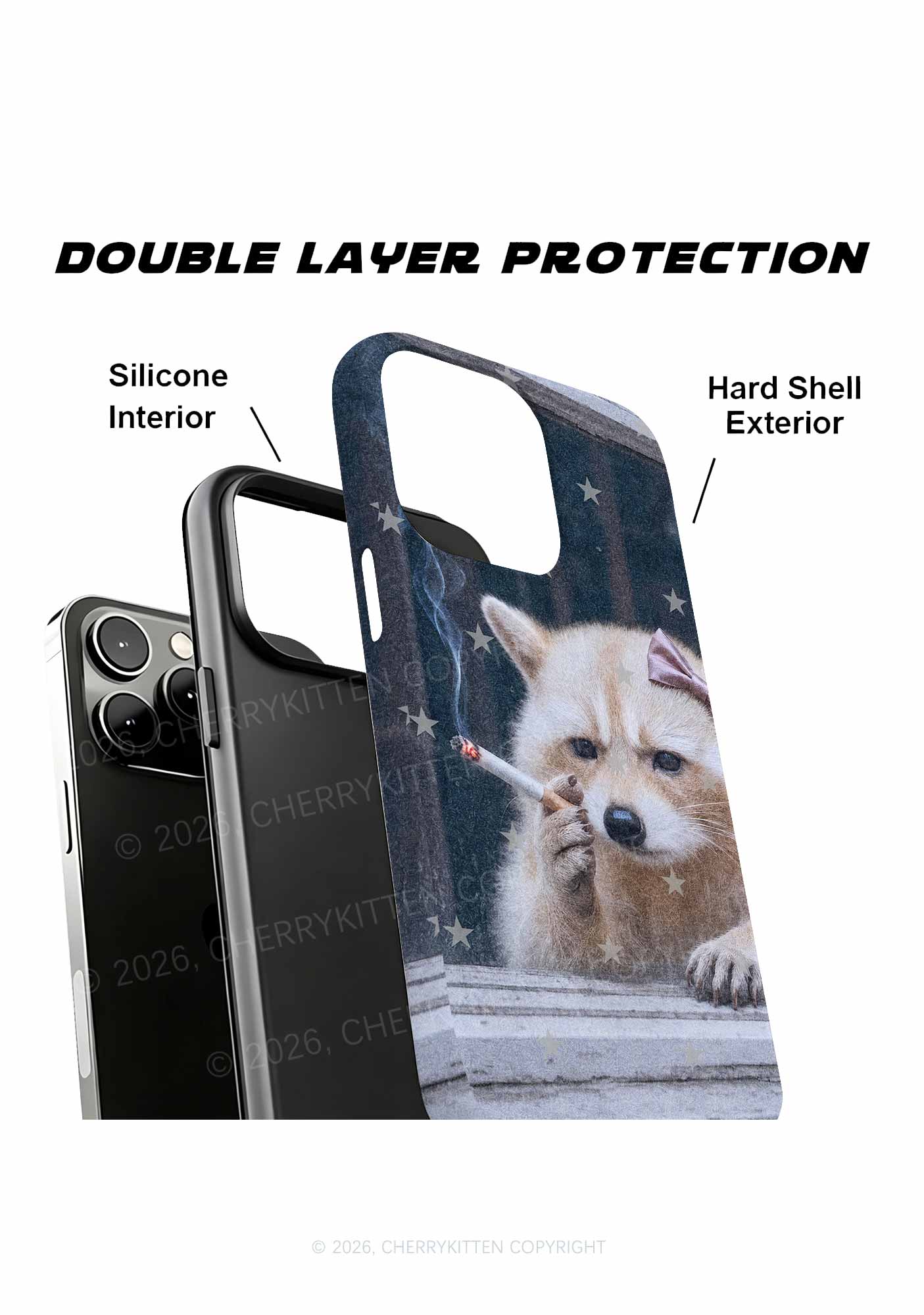 Pink Bow Smoking Raccoon Y2K Phone Case Cherrykitten