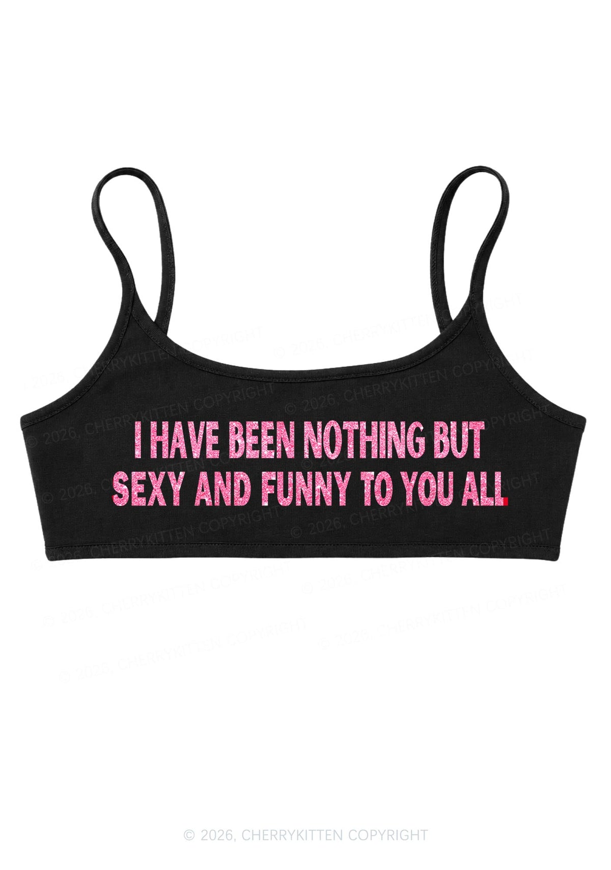 Glitter I Have Been Funny Y2K Super Crop Cami Cherrykitten