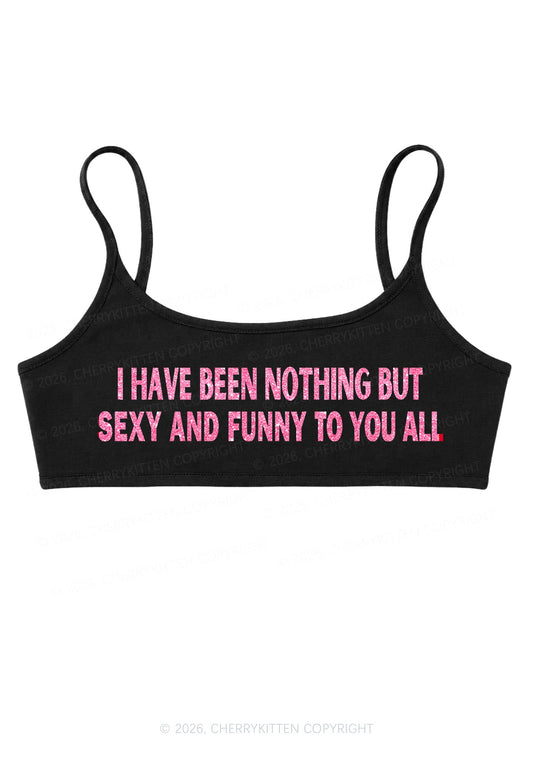Glitter I Have Been Funny Y2K Super Crop Cami Cherrykitten