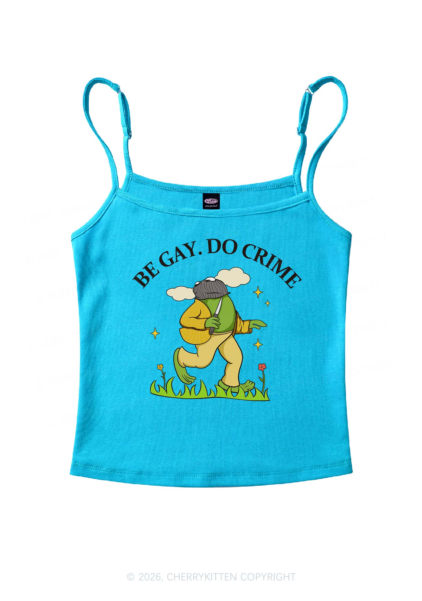 Be Gay Do Crime Frog Pride Y2K Spaghetti Strap Cami Cherrykitten