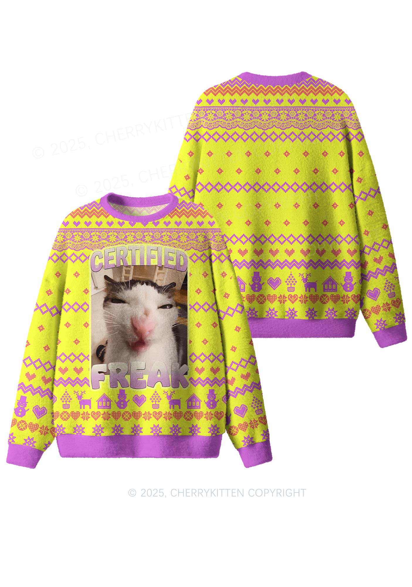 Certified Freak Y2K Christmas Knit Sweatshirt Cherrykitten