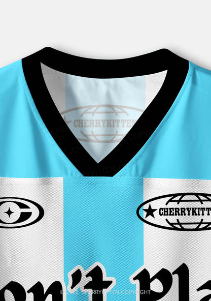 Custom Skyblue Dont Play Techno Y2K Crop Sport Jersey Shirts Cherrykitten