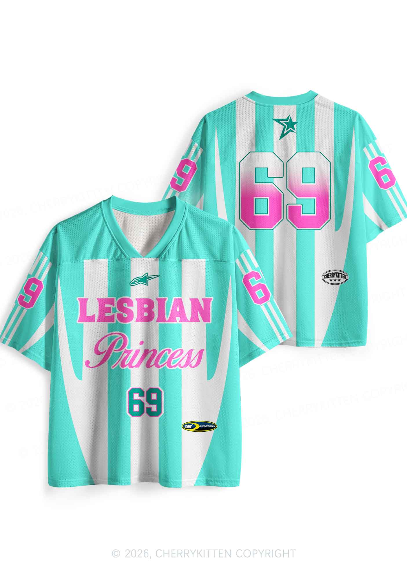 Mint Green Lesbian Princess Pride Y2K Sport Jersey Shirts Cherrykitten