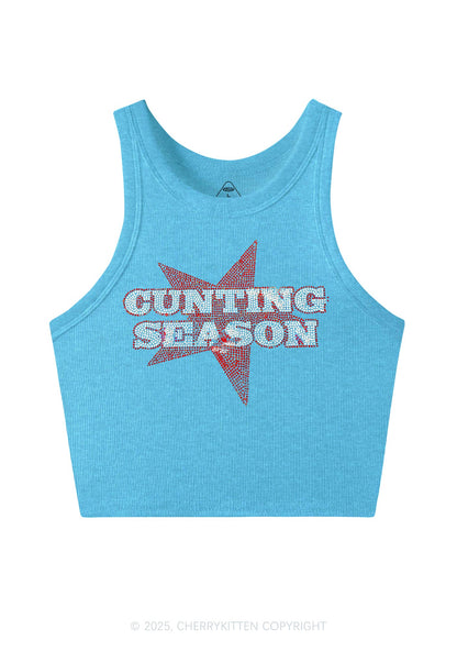 Rhinestone Cunting Season Y2K Crop Tank Top Cherrykitten