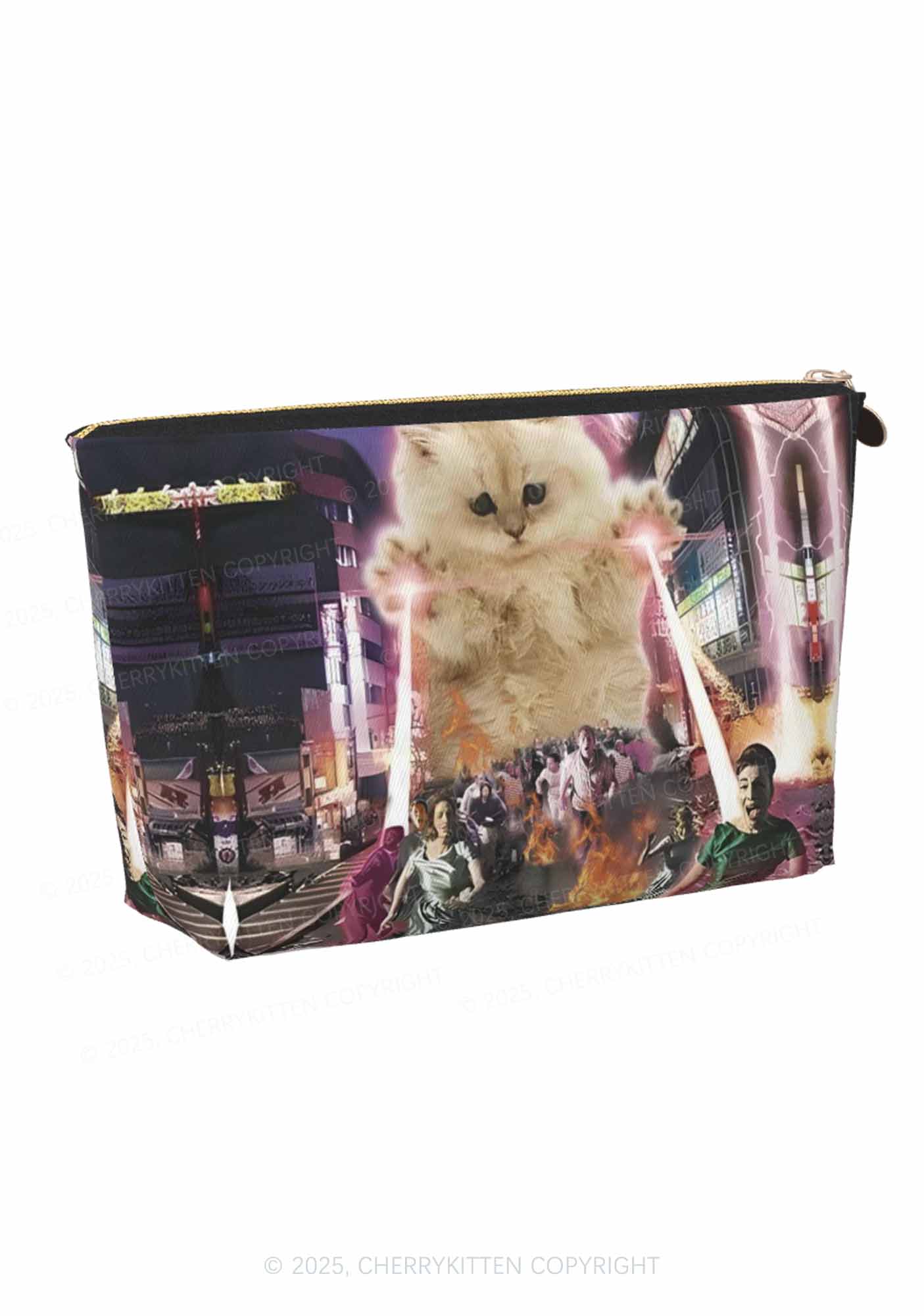 Super Power Kitten Y2K Leather Makeup Bag Cherrykitten