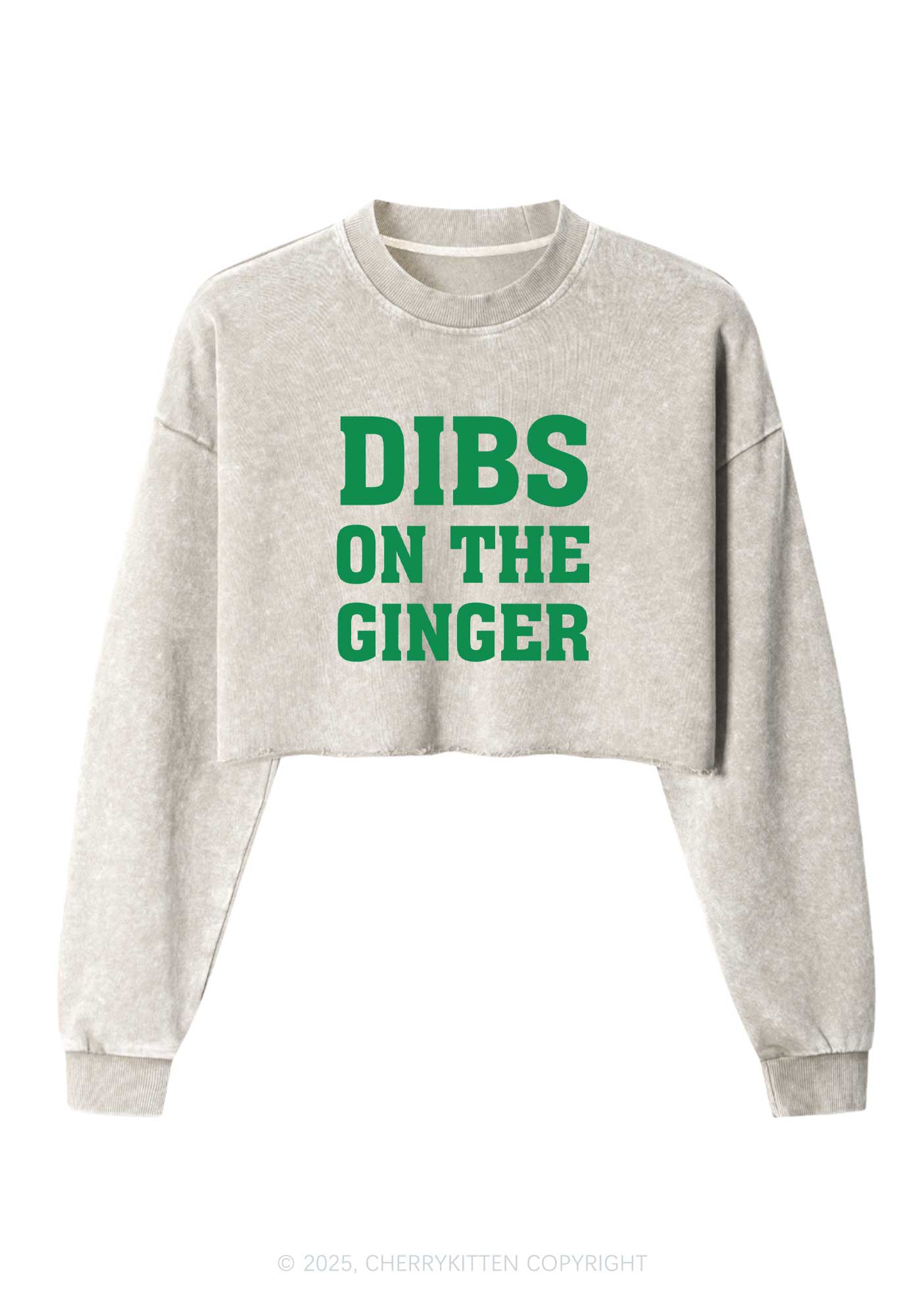 Dibs On The Ginger St Patricks Y2K Crop Washed Sweatshirts Cherrykitten