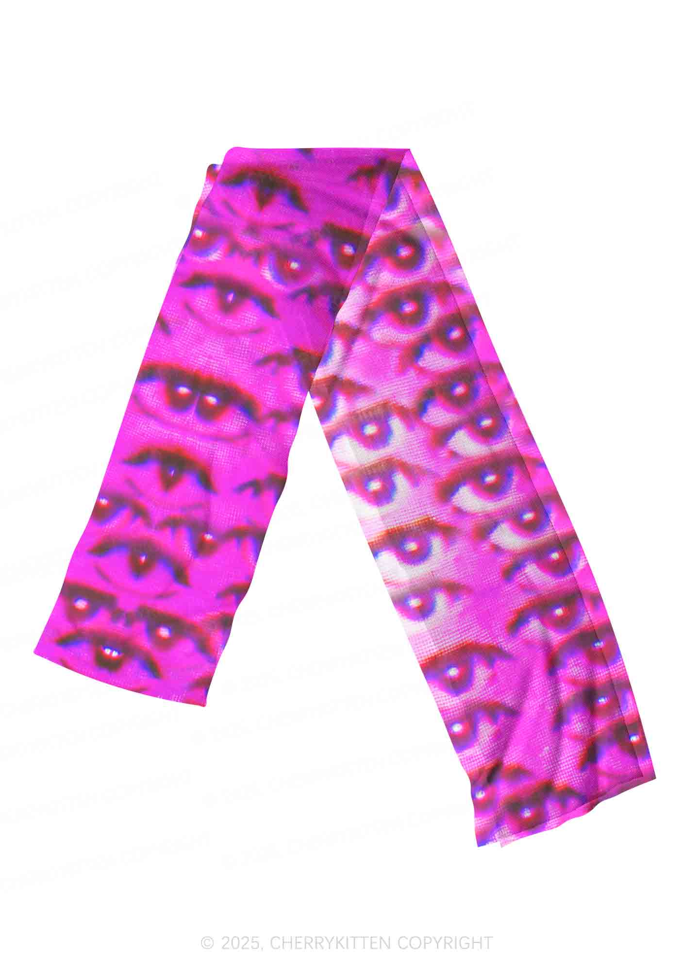 Halloween Pink Eyes Y2K Mesh Slip Dress Cherrykitten