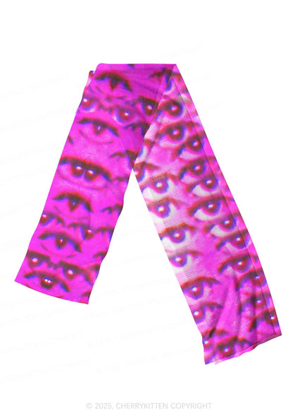 Halloween Pink Eyes Y2K Mesh Slip Dress Cherrykitten