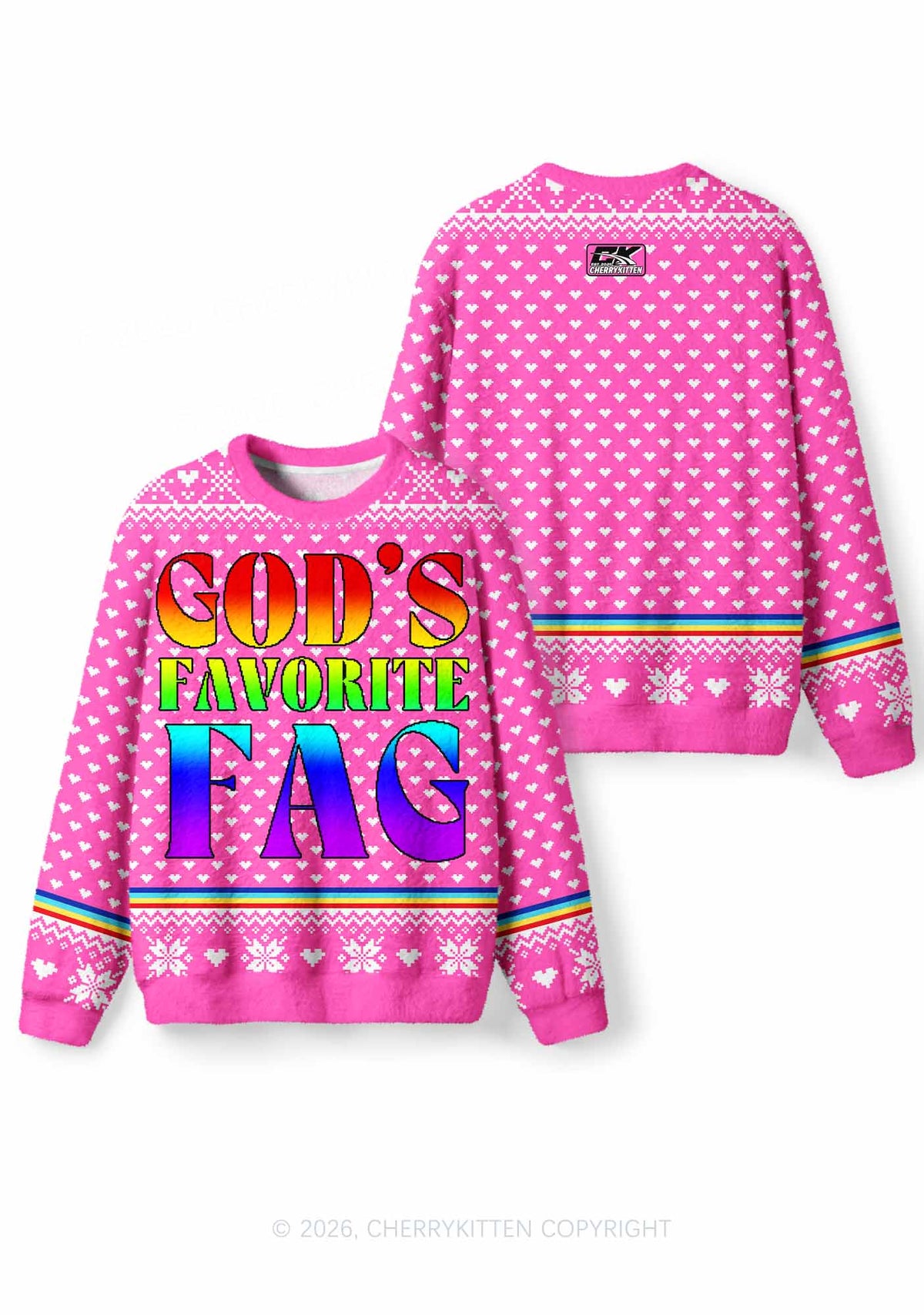 Gods Favorite Fag Pride Y2K Christmas Knit Sweatshirt Cherrykitten