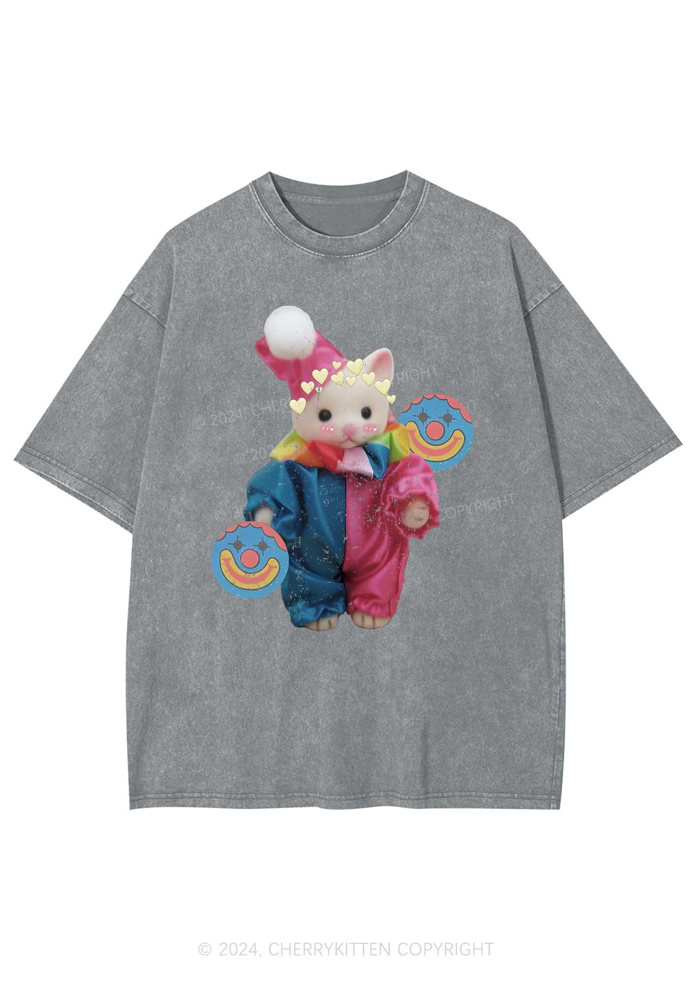 Chat Clown Y2K Washed Tee Cherrykitten