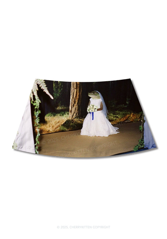Crocodile Bride Y2K Print Mini Skirt Cherrykitten