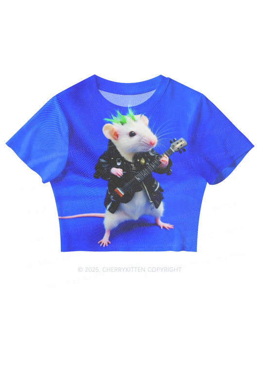 Guitar Playing Ratz Y2K Mesh Crop Top Cherrykitten