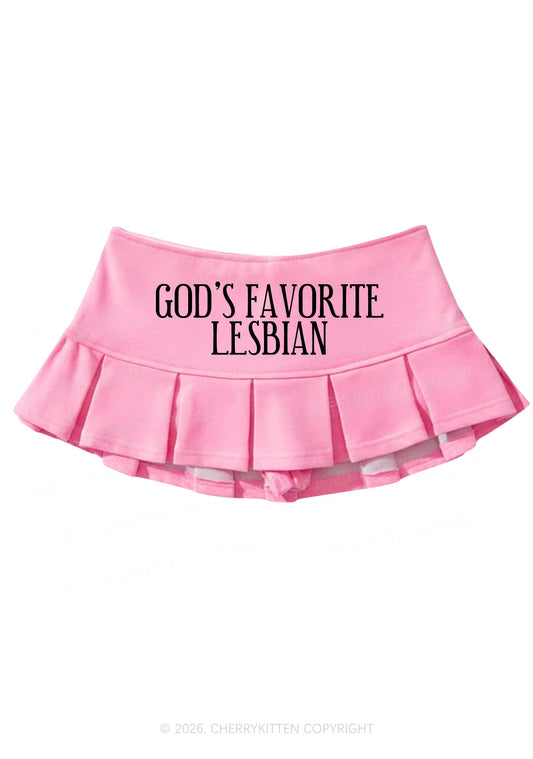 Gods Favorite Lesbian Pride Y2K Mini Pleated Skirts Cherrykitten