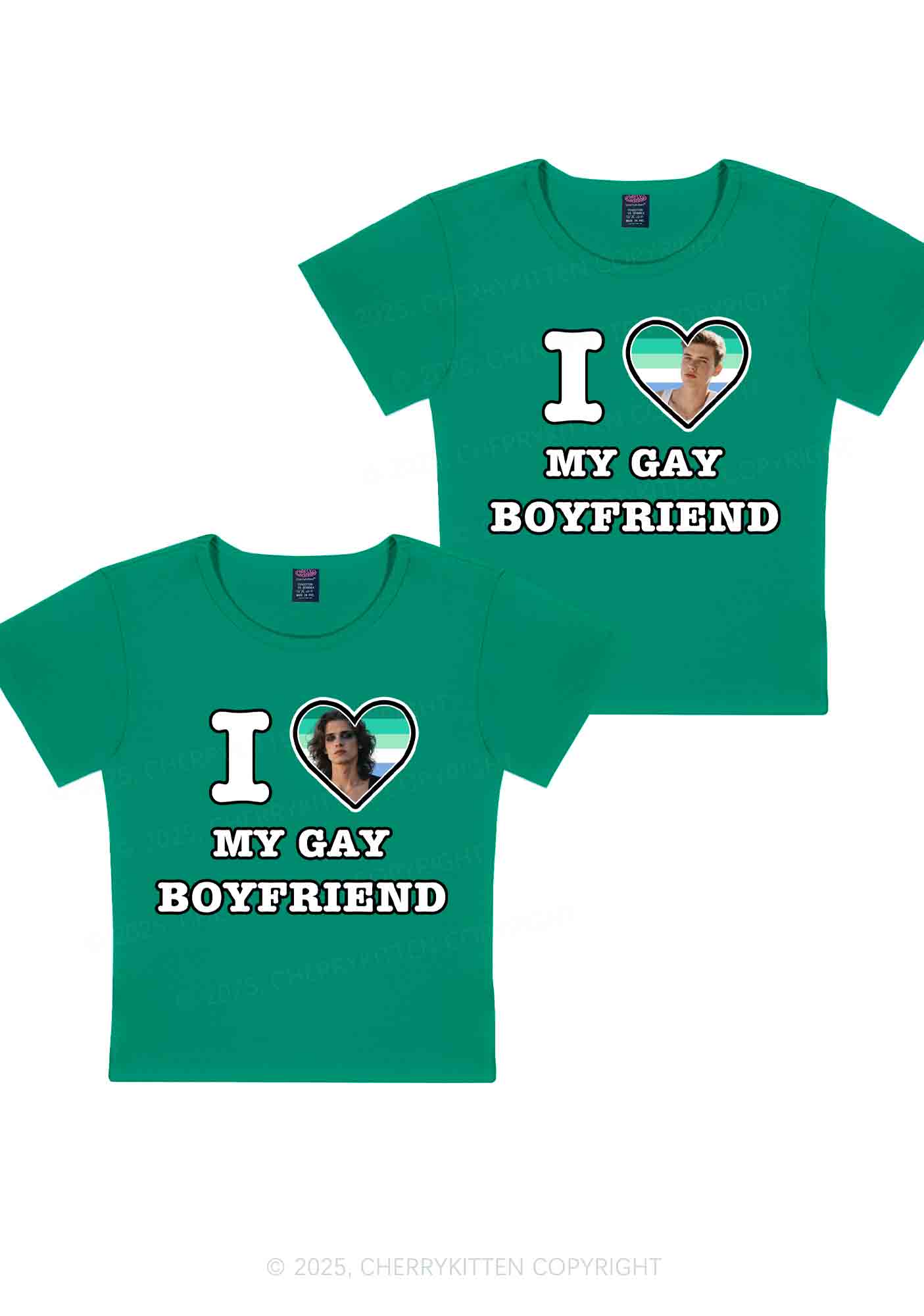 Custom My Gay BF Pride Y2K Valentine's Day Baby Tee Cherrykitten