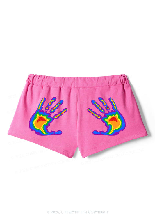 Pride Thermal Hands Y2K Drawstring Mini Shorts Cherrykitten