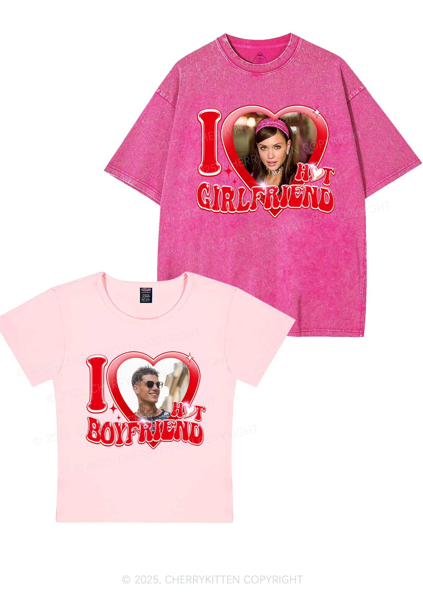 Custom I Love My Hot GF BF Y2K Valentine's Day Couple Shirt Cherrykitten