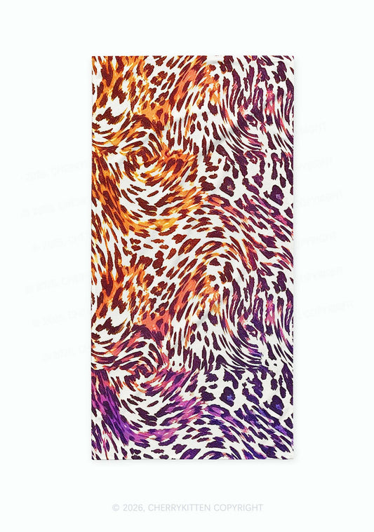 Lesbian Leopard Pride Y2K Beach Towel Cherrykitten