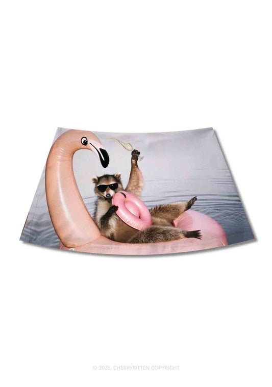 Flamingo Raccoon Y2K Print Mini Skirt Cherrykitten