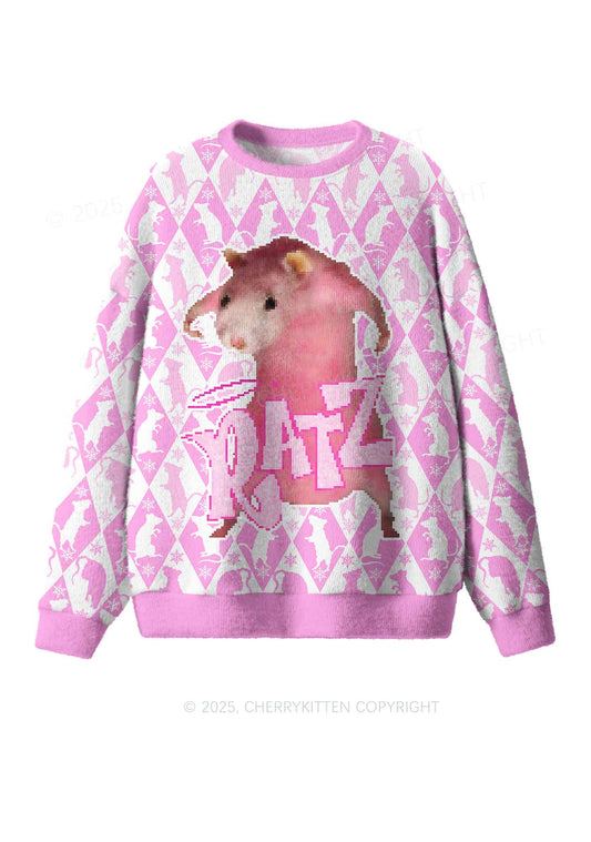 Sweet Pink Ratz Y2K Christmas Knit Sweatshirt Cherrykitten