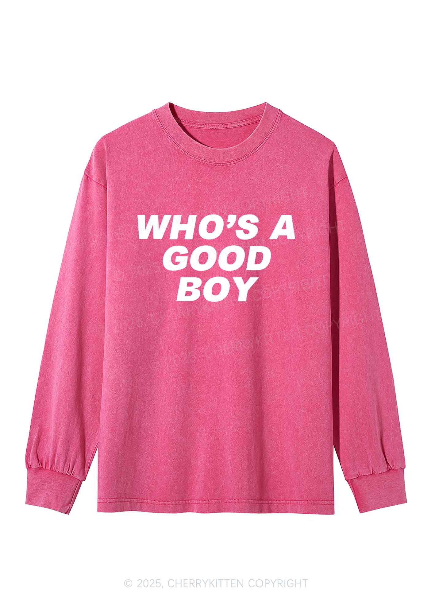 Whos A Good Boy Y2K Washed Long Sleeves Cherrykitten