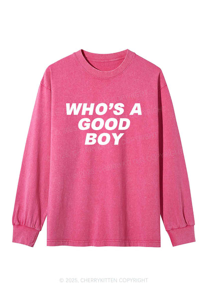 Whos A Good Boy Y2K Washed Long Sleeves Cherrykitten