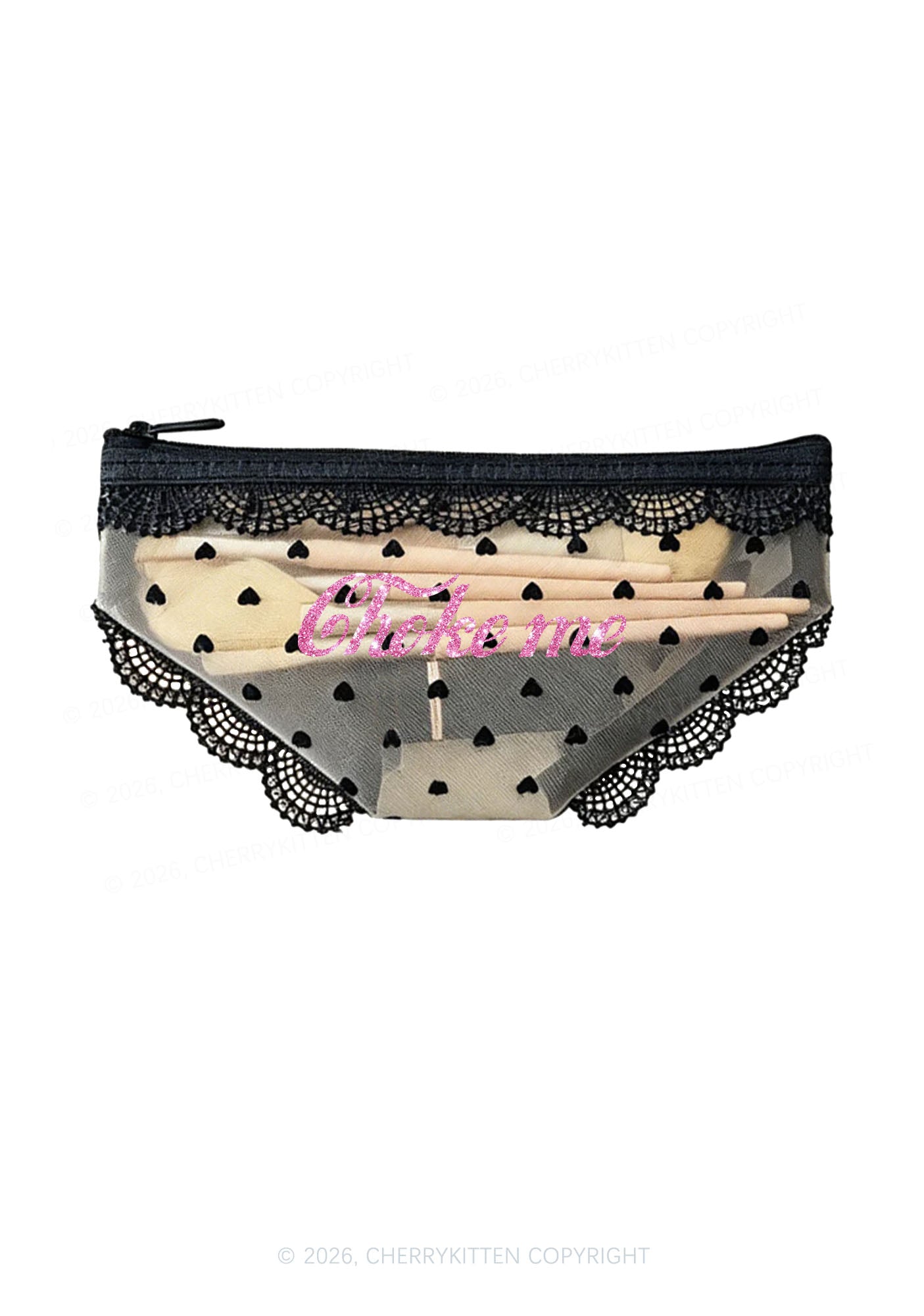 Glitter Choke Me Y2K Briefs Shape Cosmetic Pouch Cherrykitten