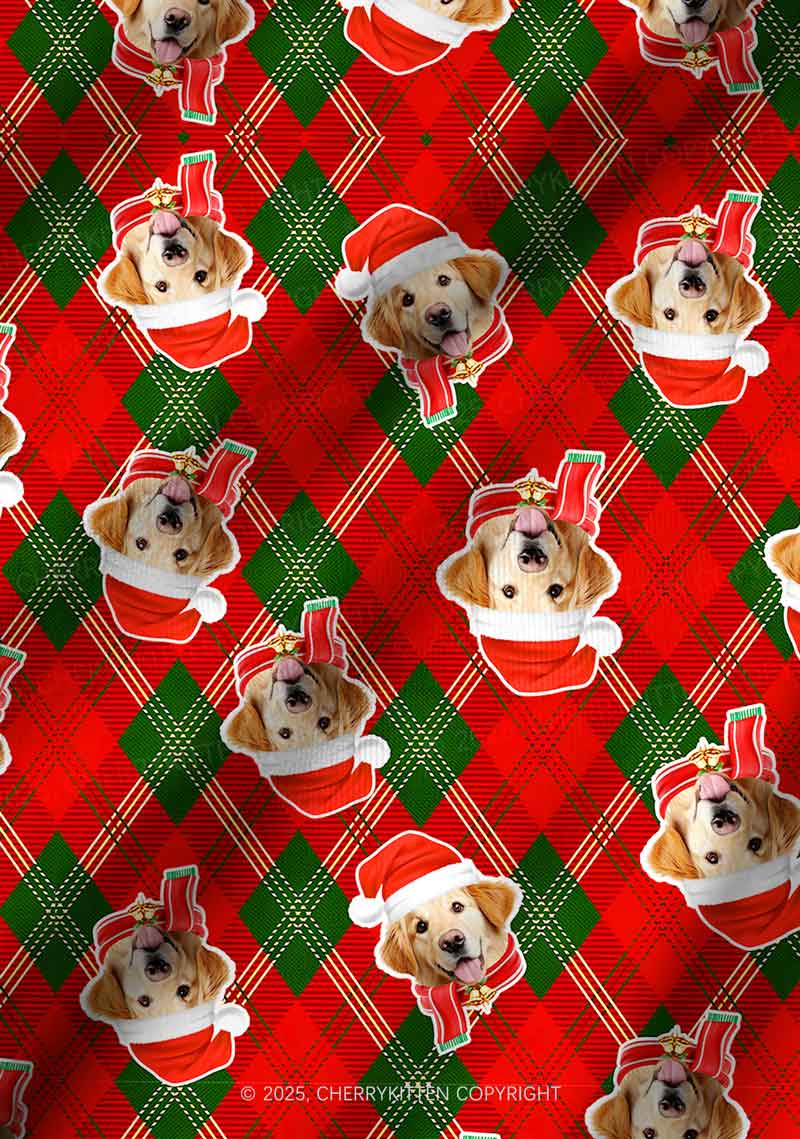 Custom Merry Dog Face Y2K Print Long Sleeve Pajama Set Cherrykitten