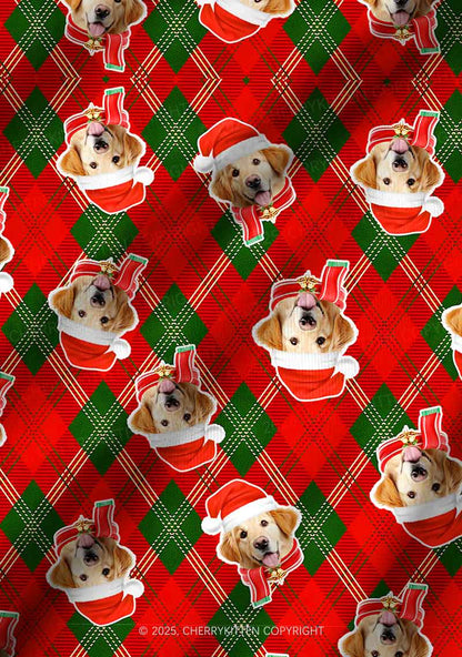 Custom Merry Dog Face Y2K Print Long Sleeve Pajama Set Cherrykitten