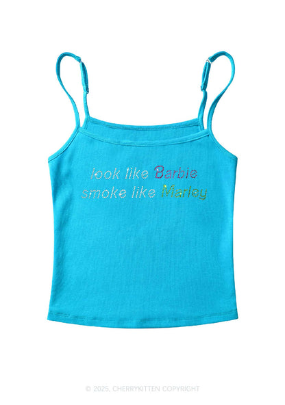 Rhinestone Smoke Like Marley Y2K Spaghetti Strap Cami Cherrykitten