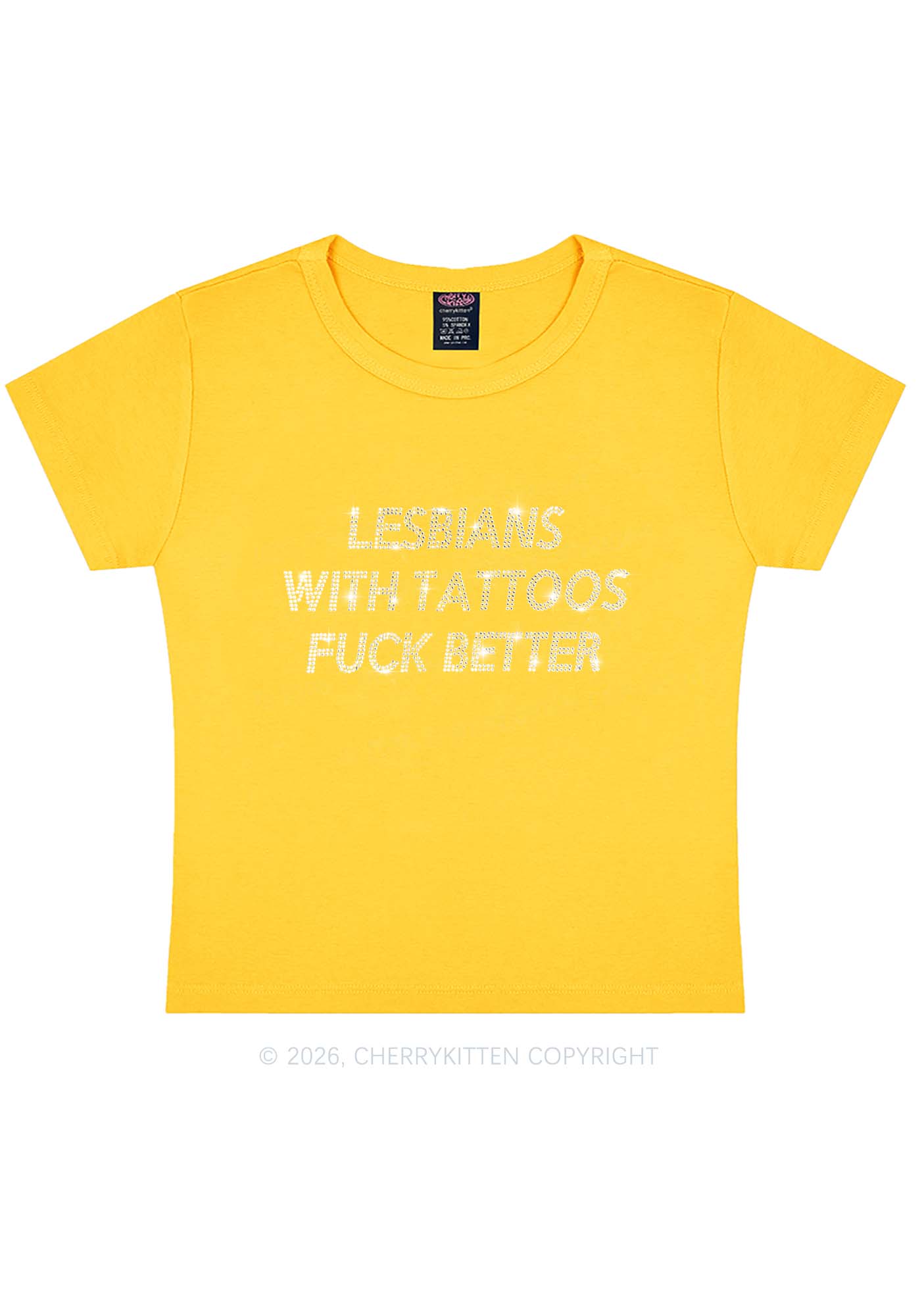 Rhinestone Lesbians With Tattoos Fxxk Better Pride Y2K Baby Tee Cherrykitten